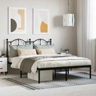 Detailed information about the product Metal Bed Frame with Headboard Black 137x187 cm Double Size