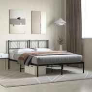 Detailed information about the product Metal Bed Frame with Headboard Black 150x200 cm