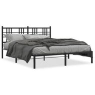 Detailed information about the product Metal Bed Frame with Headboard Black 150x200 cm