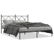 Detailed information about the product Metal Bed Frame with Headboard Black 150x200 cm