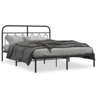 Detailed information about the product Metal Bed Frame with Headboard Black 150x200 cm