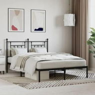 Detailed information about the product Metal Bed Frame with Headboard Black 153x203 cm Queen Size