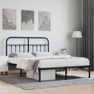 Detailed information about the product Metal Bed Frame with Headboard Black 153x203 cm Queen Size