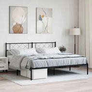 Detailed information about the product Metal Bed Frame with Headboard Black 183x203 cm King Size