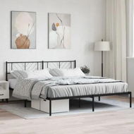 Detailed information about the product Metal Bed Frame with Headboard Black 183x203 cm King Size