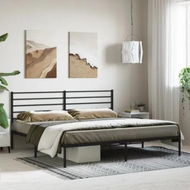 Detailed information about the product Metal Bed Frame with Headboard Black 183x203 cm King Size