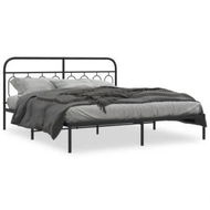 Detailed information about the product Metal Bed Frame with Headboard Black 183x203 cm King Size