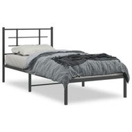 Detailed information about the product Metal Bed Frame with Headboard Black 90x190 cm