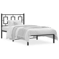 Detailed information about the product Metal Bed Frame with Headboard Black 90x190 cm