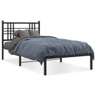 Detailed information about the product Metal Bed Frame with Headboard Black 90x190 cm