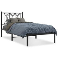 Detailed information about the product Metal Bed Frame with Headboard Black 90x190 cm