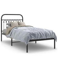 Detailed information about the product Metal Bed Frame with Headboard Black 90x190 cm