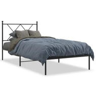 Detailed information about the product Metal Bed Frame with Headboard Black 90x190 cm