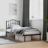 Detailed information about the product Metal Bed Frame with Headboard Black 92x187 cm Single Size