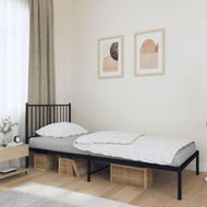 Detailed information about the product Metal Bed Frame With Headboard Black 92x187 Cm Single