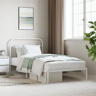 Detailed information about the product Metal Bed Frame with Headboard White 106x203 cm King Single Size