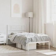 Detailed information about the product Metal Bed Frame with Headboard White 107x203 cm