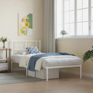 Detailed information about the product Metal Bed Frame with Headboard White 107x203 cm