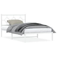 Detailed information about the product Metal Bed Frame with Headboard White 107x203 cm