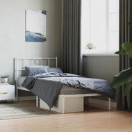 Detailed information about the product Metal Bed Frame with Headboard White 107x203 cm