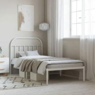 Detailed information about the product Metal Bed Frame with Headboard White 107x203 cm