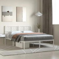 Detailed information about the product Metal Bed Frame with Headboard White 135x190 cm