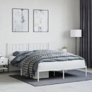 Detailed information about the product Metal Bed Frame with Headboard White 150x200 cm