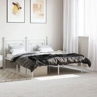 Detailed information about the product Metal Bed Frame with Headboard White 150x200 cm