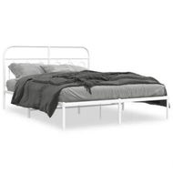 Detailed information about the product Metal Bed Frame with Headboard White 150x200 cm