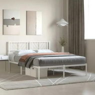 Detailed information about the product Metal Bed Frame with Headboard White 150x200 cm