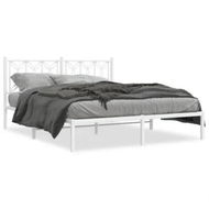 Detailed information about the product Metal Bed Frame with Headboard White 150x200 cm