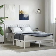 Detailed information about the product Metal Bed Frame with Headboard White 150x200 cm