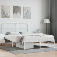 Detailed information about the product Metal Bed Frame with Headboard White 153x203 cm Queen Size