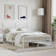 Detailed information about the product Metal Bed Frame with Headboard White 153x203 cm Queen Size