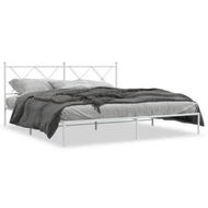 Detailed information about the product Metal Bed Frame with Headboard White 183x203 cm King Size