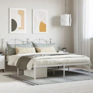 Detailed information about the product Metal Bed Frame with Headboard White 183x203 cm King Size