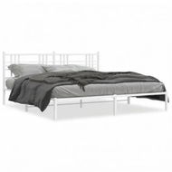 Detailed information about the product Metal Bed Frame with Headboard White 183x203 cm King Size