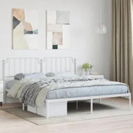 Detailed information about the product Metal Bed Frame with Headboard White 183x203 cm King Size