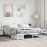 Detailed information about the product Metal Bed Frame with Headboard White 183x203 cm King Size