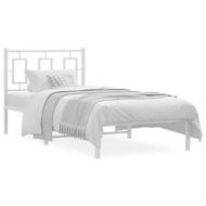 Detailed information about the product Metal Bed Frame with Headboard White 90x190 cm