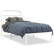 Detailed information about the product Metal Bed Frame with Headboard White 90x190 cm