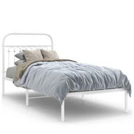 Detailed information about the product Metal Bed Frame with Headboard White 90x190 cm