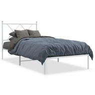 Detailed information about the product Metal Bed Frame with Headboard White 90x190 cm