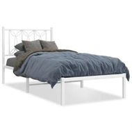 Detailed information about the product Metal Bed Frame with Headboard White 90x190 cm