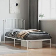 Detailed information about the product Metal Bed Frame with Headboard White 92x187 cm Single Size