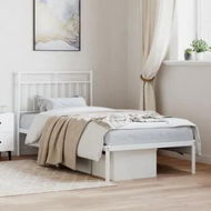 Detailed information about the product Metal Bed Frame with Headboard White 92x187 cm Single Size