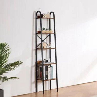Metal Bookshelf Rustic Bookshelf 5-Tier for Living room Bedroom & Office