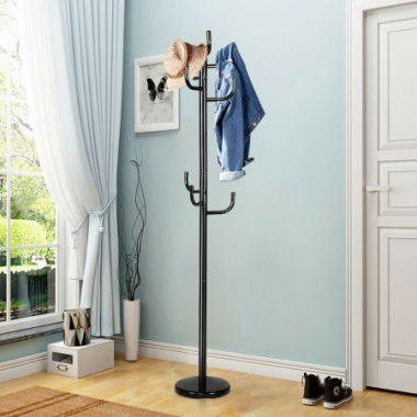 Metal Coat Rack Stand With 8 Hooks For Hats Scarves And Handbags.