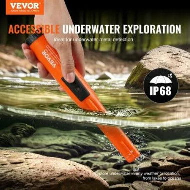 Metal Detector Pinpointer, IP68 Fully Waterproof Handheld Pin Pointer Wand, 11.4 cm Detection Depth, 3 Modes, Professional Treasure Hunting Probe with Holster and 9V Battery, for Adults and Kids