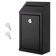 Detailed information about the product Metal Donation Box with Lock,Wall Mounted,Suggestion Box,Black,Cash Drop Box with Slot,1-Pack
